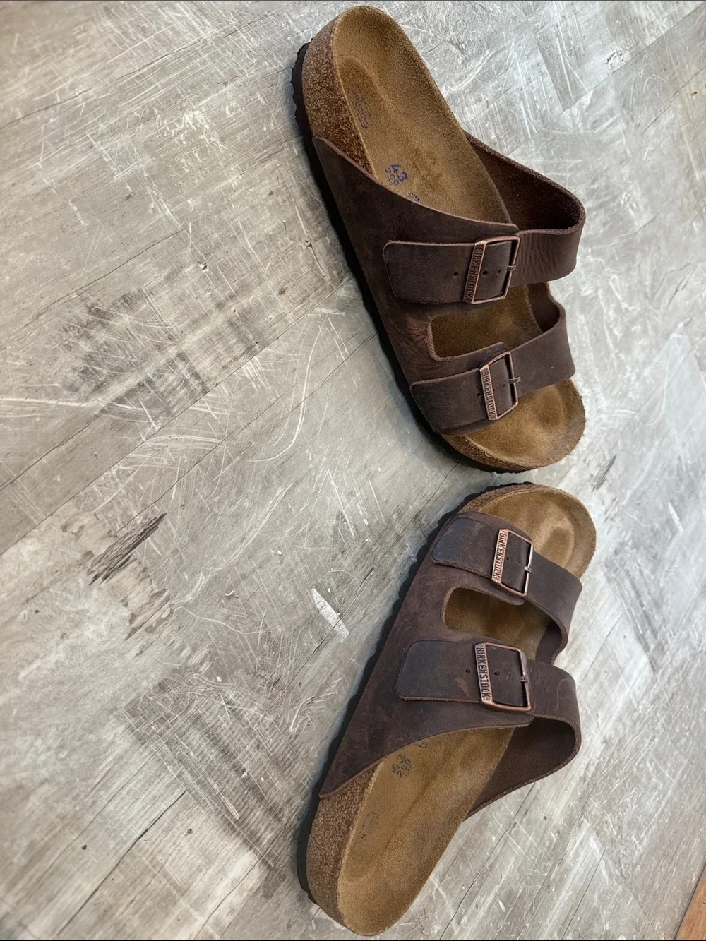 Birkenstock Arizona Men's Brown Two-Strap Leather Sandals Regular - Picture 5 of 6